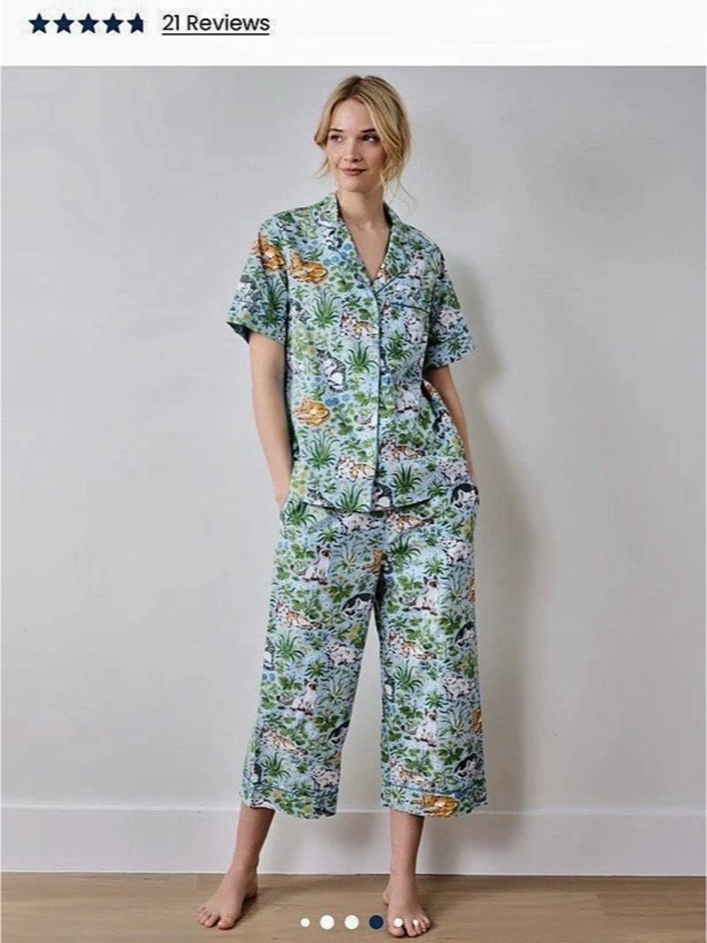 Printfresh Short Sleeve Top & Cropped Pants Pajamas Set in Must Love Cats - L